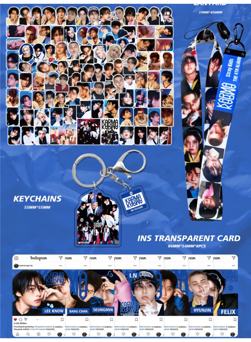 Harse The Stray Kids New Album KARMA Gift Box Includes Lomo Cards, Keychains, Diary Tapes, Keychains, Lanyards, Standees, and Stickers - Image 3